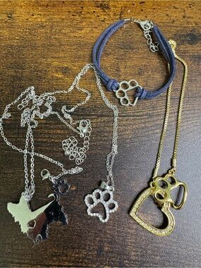 Paw Print Pendant Necklace Jewelry Bundle - Costume Jewelry